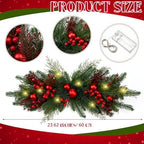 Yalikop 1 Pcs 24.5 Inch Christmas Swags with Light, Ball and Berry - Image 2