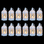 12-Pack Mini Moroccan Lanterns with LED Candle for Ramadan, Wedding, Festivals, Small Decorative Lanterns Shatterproof for Baby Shower & Table Centerpiece, Ornament, Party Decor, White by ReperlaSpecialMiniSmallLanternDecoration