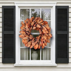 26" Artificial Fall Magnolia Leaf Wreath for Front Door Decoration (Orange) - Image 4