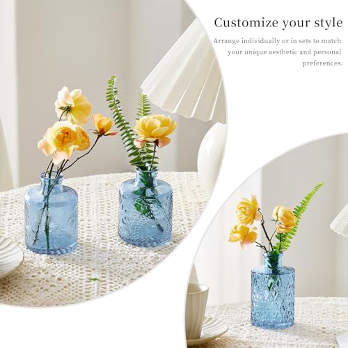 Glass Bud Vases Set of 16 - Blue Assorted Small Mini Glass Vases for Flowers, Crystal Vintage Vase Set, Bulk Centerpieces for Table Décor, Wedding, Home and Events (Blue, 16 Pcs) - Image 6