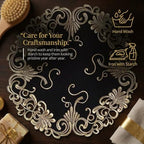 Decozen Set of 8 Doilies for Table, Lace Doilies - Rustic, Crochet, Farmhouse, Kitchen, Dining Table Centerpiece Decor - Round Christmas Placemats 15 inch Gold Black, The Chantelle Collection - Image 3