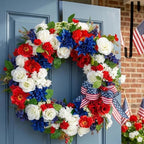 BLOSMON 4th of July Patriotic Wreath for Front Door, 24 Inch by Blosmon