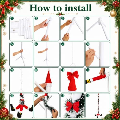 Christmas Wooden Stocking Holder Stand, Freestanding Stocking Rack Kit - Image 4