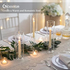Glasseam Hurricane Taper Candle Holders: 3 Pcs Glass Candlestick for Table - Image 4