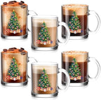Maxcheck 6 Pack 12 oz Christmas Tree Coffee Mugs Glass Cups by Maxcheck