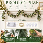 Suncalla 4 ft Pine Needles Christmas Mirror Garland with Light - Image 2
