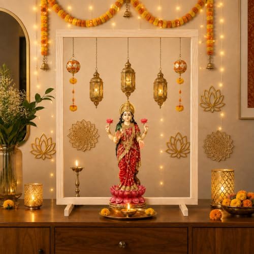 GlikCeil Wooden Pooja Mandap Backdrop Stand DIY Temple Puja Mandir Frame by GlikCeil