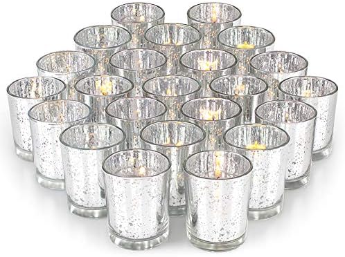 Volens Silver Party Decorations 72pcs, Mercury Glass Votive Candle Holders by VolensLightUpYourLife
