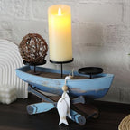 Nautical Candle Holder for Beach House Table & Lake House - Ocean Themed Farmhouse Boat Candlestick Holders, Marine Beach Style Handmade Coastal Accent, Housewarming Gifts - Image 6