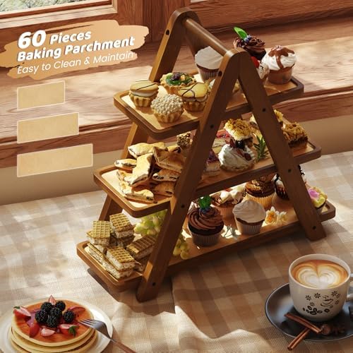 3 Tier Serving Tray, Wooden Cupcake Stand, and Towers Serving Tray for Party Food, Farmhouse Serving Platter, Decorative Tray, Decor Dessert Display Set, Tiered Tray Stand - Image 4