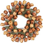 24" Tulip Fall Wreath for Front Door Real Touch Fade-Resistant by MDSTBN