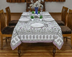 72x180 Inches Rectangle Hand Block Printed Cotton Tablecloth, Purple Green Floral Table Cloths Washable, Indian Table Linen For Halloween Christmas Outdoor Thanksgiving Gifts Home Decor Dinning Outdoor - Image 3