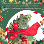 LOKEISNA Christmas Wreaths for Front Door - 22" Christmas Wreath with Cardinal, Handmade Door Wreath for Window, Xmas Winter Gift Home Décor - Image 3