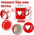 Whaline 6Pcs Valentine's Day Mini Coffee Mug with Ribbon Red Pink Love Words Mini Mug Sweet Valentine's Tiered Tray Decor for Valentine's Day Anniversary Wedding Table Centerpieces Decoration - Image 2