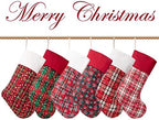 LUBOT 6 Pack Christmas Stocking(20inch) Plaid Snowflake Canvas Fireplace Hanging Xmas Stockings for Family Decorations Holiday Party Decor - Image 2