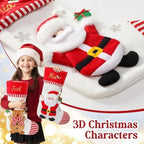Personalized Christmas Stockings with Embroidered Name & Monogram,Custom 3D Xmas Character Stocking 5 Pack 18” Large,Santa,Snowman & Reindeer Fireplace Hanging Red Burlap Plaid Stockings(A) - Image 2