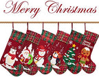 LUBOT 6 Pack Christmas Stockings(21inch) Embroidered Linen Applique Burlap Fireplace Hanging Christmas Stocking Ornament for Family Decorations Holiday Xmas Gift - Image 2
