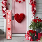 SRongmao Valentine's Day Welcome Porch Sign Love Wooden Hanging Sign Valentine's Day Front Door Sign Standing Vertical Welcome Signs for Home Front Door Yard Party Decor 8x63inch - Image 3