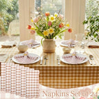 SmoothNovelty 24 Pack Buffalo Plaid Cloth Napkins 18x18 Inch Checkered Cloth Napkins Scalloped Soft Cotton Table Mat Washable Reusable for Dinner Wedding Holiday Birthday Parties (Classic,Khaki) - Image 7