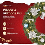 VINGLI 24 Inch Pre Lit Christmas Wreath with 50 LED Light, Battery Operated - Image 5