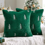 MIULEE Christmas Decorative Faux Fur Pillow Covers 20x20 Inch Green White by MIULEE