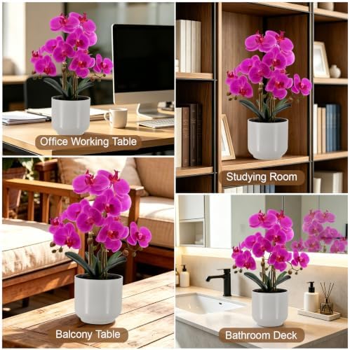 Fake Orchid-19”tall Artificial Indoor Potted Plant for Home Decor-Purple - Image 7