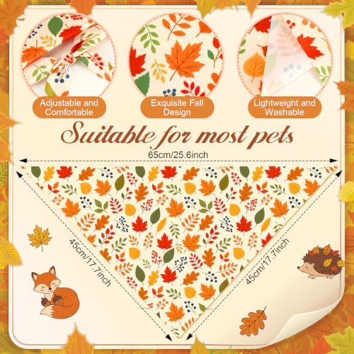 Abbylike 50 Pcs Thanksgiving Dog Bandanas Bulk, Pumpkin Turkey Leaves - Image 3