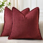decorUhome Fall Corduroy Burgundy Throw Pillow Covers 24x24 Set of 2 by decorUhome