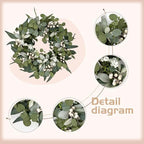 Idyllic Berries Eucalyptus Wreaths for Front Door, 20" Artificial Spring Summer Green Leaf Wreath for Farmhouse Wall Wedding Decor Window Front Porch Decor - Image 2