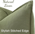decorUhome Fall Olive Green Linen Throw Pillow Covers 20x20 Set of 2 - Image 2