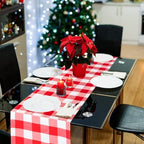 ShinyBeauty 6pcs Red & White Checked Table Runners 108 inches Long Classic Farmhouse Table Runner Buffalo Plaid Runners for Family Dinner Thanksgiving Decorations (13"x108") - Image 6