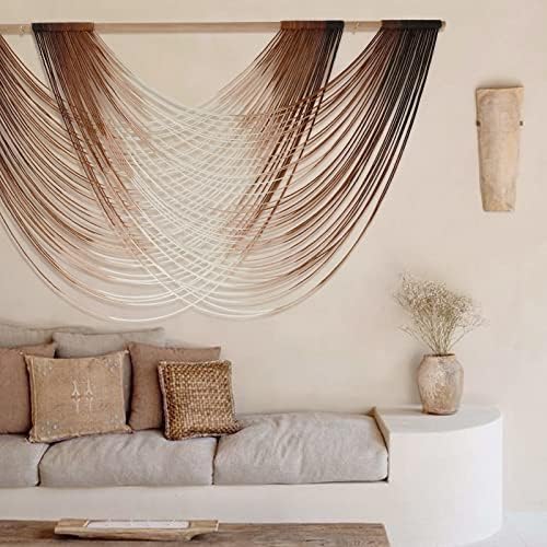 Macrame Wall Hanging Brown Dip Dyed Boho Fiber Art Decor 57"W*35"L - Image 4