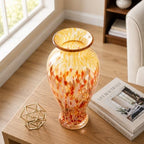 Amber Red Hand Blown Glass Vase 11.8" Tall Beautiful Designer Flower Vase - Image 5