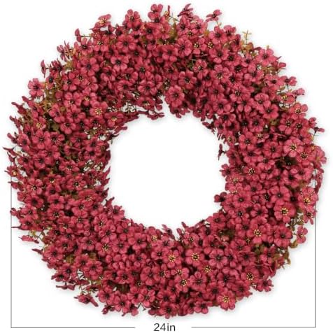 24 Inch Fall Wreaths for Front Door, Autumn Floral Outdoor Wreath - Image 7