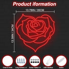 Heart Shaped Rose Neon Sign for Wedding Bedroom Romantic Floral Wall Decor - Image 3