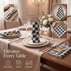 Urban Villa Cloth Napkins Cotton 20x20 (Set of 12) Black Cheks - Image 2