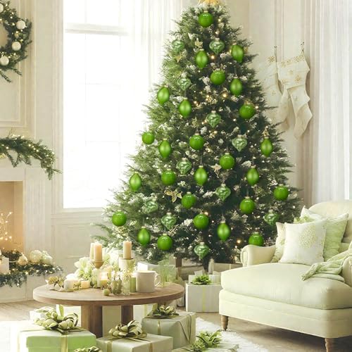 Zomiboo 12 Pcs Lime Green Glass Christmas Ball Ornaments Set 3.15" - Image 4