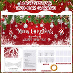 WovWeave 7 x 16 Ft Christmas Garage Door Cover, Happy New Year Red Ornament - Image 2
