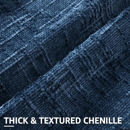 decorUhome Textured Chenille Throw Pillow Covers 18x18 Set of 2 Navy Blue - Image 2