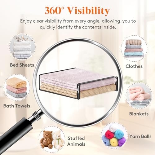 Lifewit 14L Clear Sheet Storage Bags 10 Pack, Zippered Clothes Storage Bags - Image 4