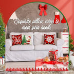Newwiee 10 Piece Throw Pillows Covers Decorations Snowman Wreath Santa Claus Tree Red Buffalo Plaid Merry Christmas Pillow Covers for Couch Sofa(Plaid) - Image 5