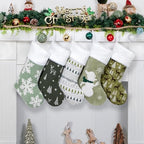 LUBOT Set of 5 Pack Christmas Stockings Applique Sequin Embroidery Craft Mix Plush Classic Rustic Large Family Xmas Stocking Set Fireplace Hanging Holiday Decor - Image 2