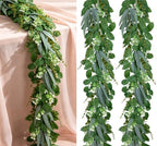 2 Pcs 6FT Artificial Eucalyptus Garland Greenery Garland with Baby's Breath by ZYTHREM