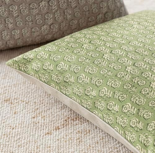 Foindtower Decorative Floral Print Throw Pillow Covers 22×22 Lime Green - Image 3