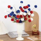 DuHouse 9pcs Artificial Flowers Faux Silk Pompon Mum Chrysanthemum Ball - Image 6