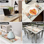 Flower Spring Placemats Set of 6, 12x18 Inch Floral Summer Table Place Mat Washable Non-Slip Heat Resistant Fabric Placement Mats for Party Dining Kitchen Indoor Outdoor Decor - Image 5