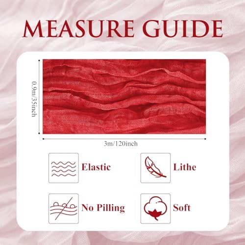 Cheesecloth Table Runner 10FT 12Pcs Red Boho Gauze Sheer Runners - Image 2