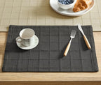 ZeeMart Linen Checked Farmhouse Placemats Set of 6, Charcoal 13x19in by ZEEMARTONLINE