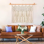 Osunnus Macrame Wall Hanging Macrame Valance Curtain for Window Doorway 40" x 30" Boho Macrame Wall Tapestry Decor with Tassel, 1 Panel - Image 5