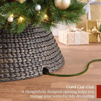 Best Choice Products 24in Christmas Tree Collar, Woven Hyacinth 3-Piece Holiday Rattan Tree Skirt Accessory for Home w/Cord Cut-Out - Espresso - Image 3